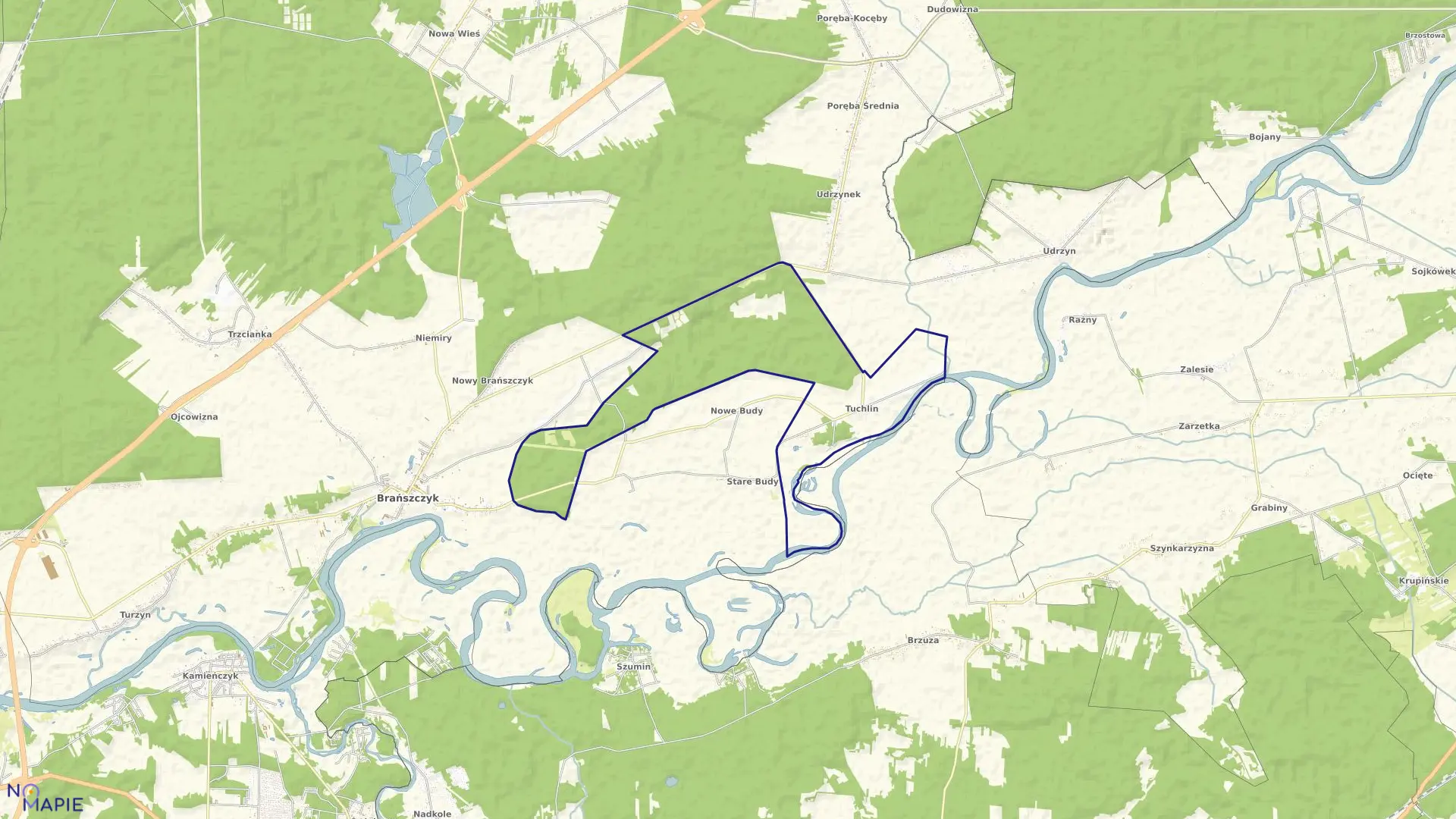 Mapa obrębu TUCHLIN w gminie Brańszczyk