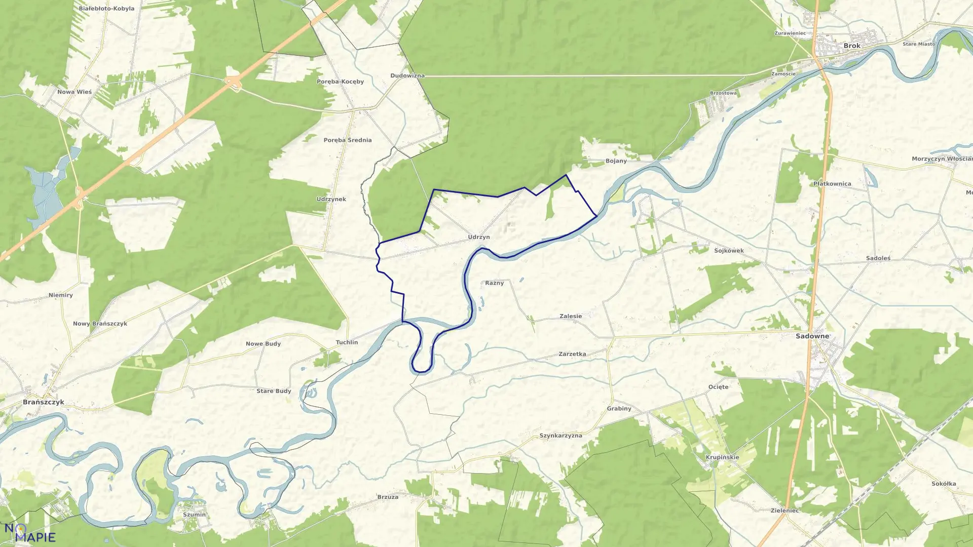 Mapa obrębu UDRZYN w gminie Brańszczyk